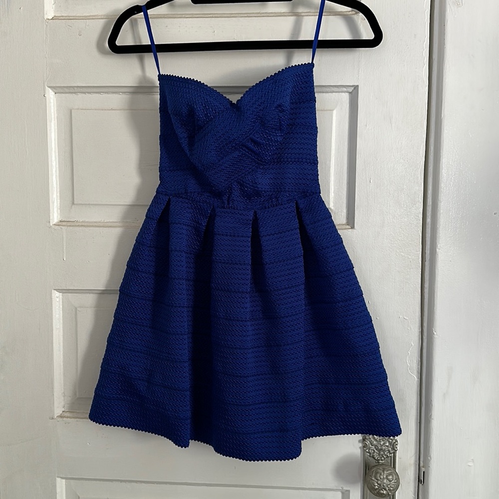 Strapless fitted dress royal blue